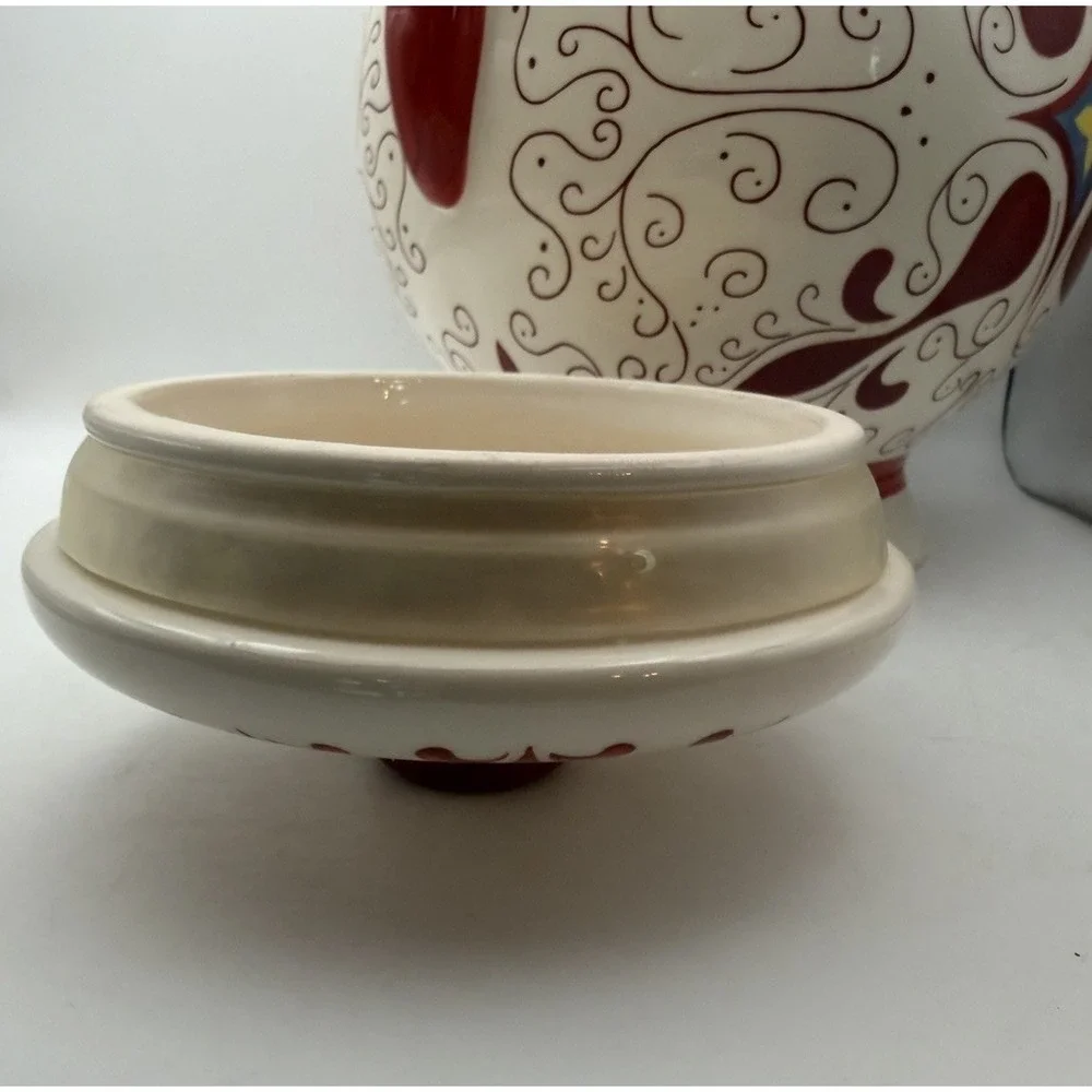 Vintage Nonni's Hand Painted Ceramic Lidded Ginger Jar Canister Tuscan 10